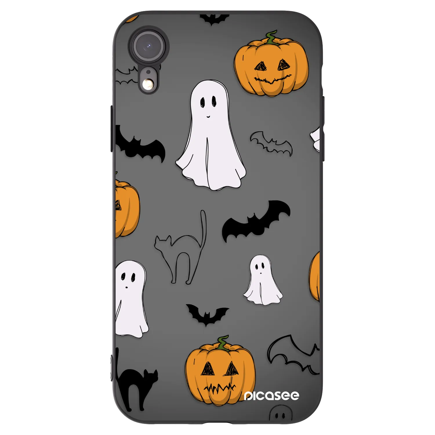 Picasee silikónový čierny obal pre Apple iPhone XR - Spooky crew