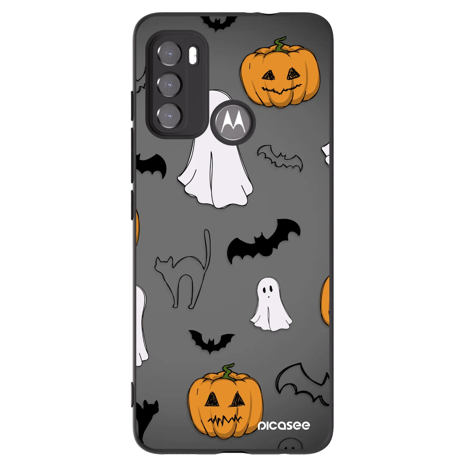 Picasee silikónový čierny obal pre Motorola Moto G60 - Spooky crew