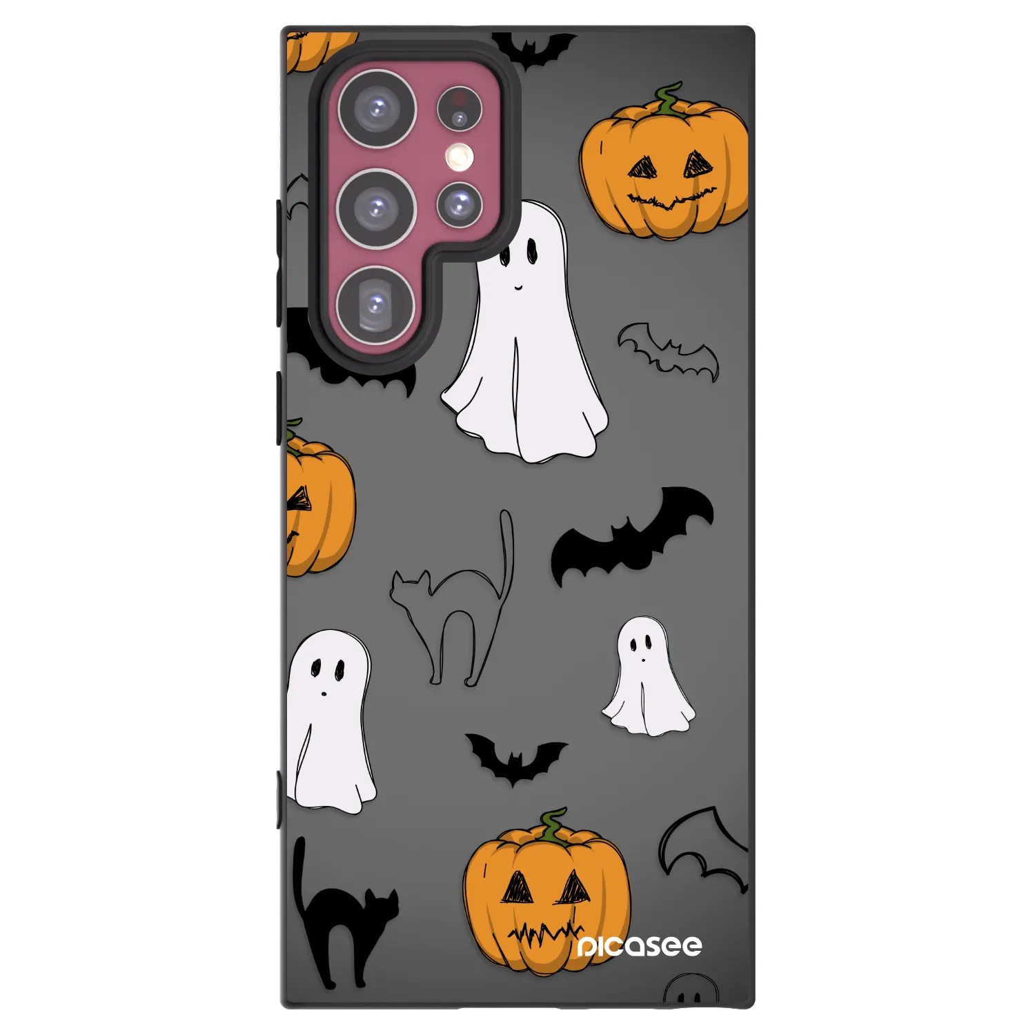 Picasee silikónový čierny obal pre Samsung Galaxy S22 Ultra 5G - Spooky crew