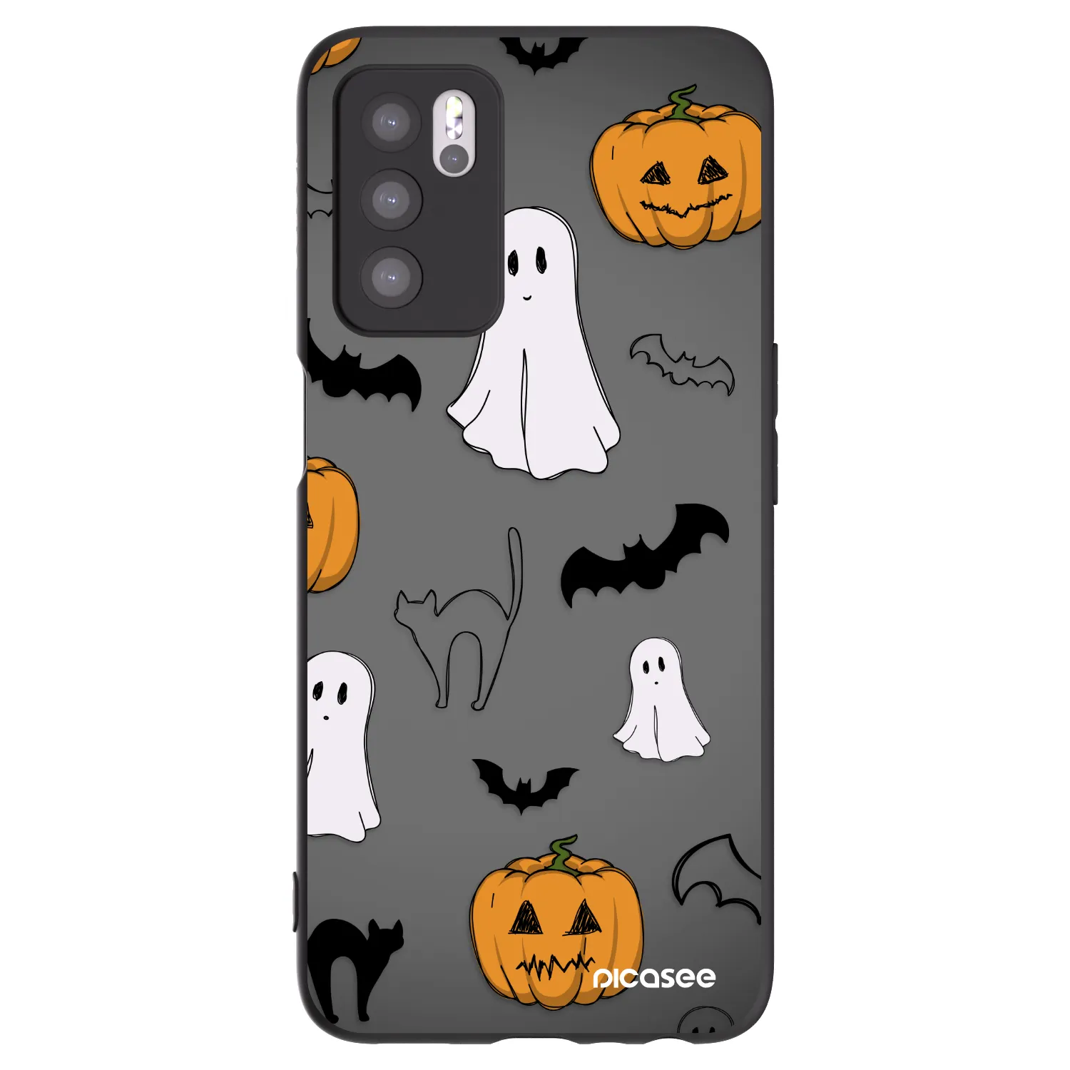 Picasee silikónový čierny obal pre OPPO A16 - Spooky crew