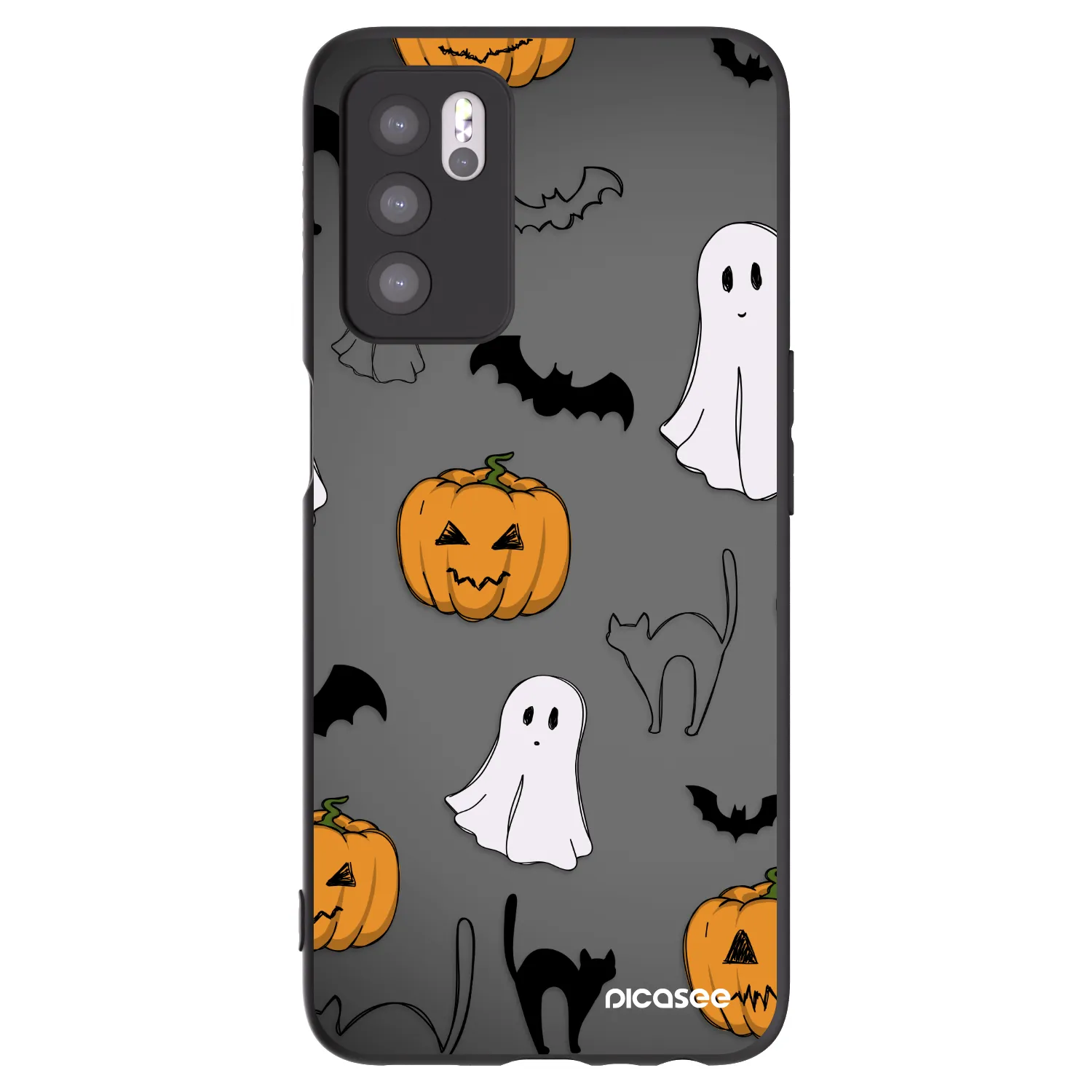 Picasee silikónový čierny obal pre OPPO A16s - Spooky crew