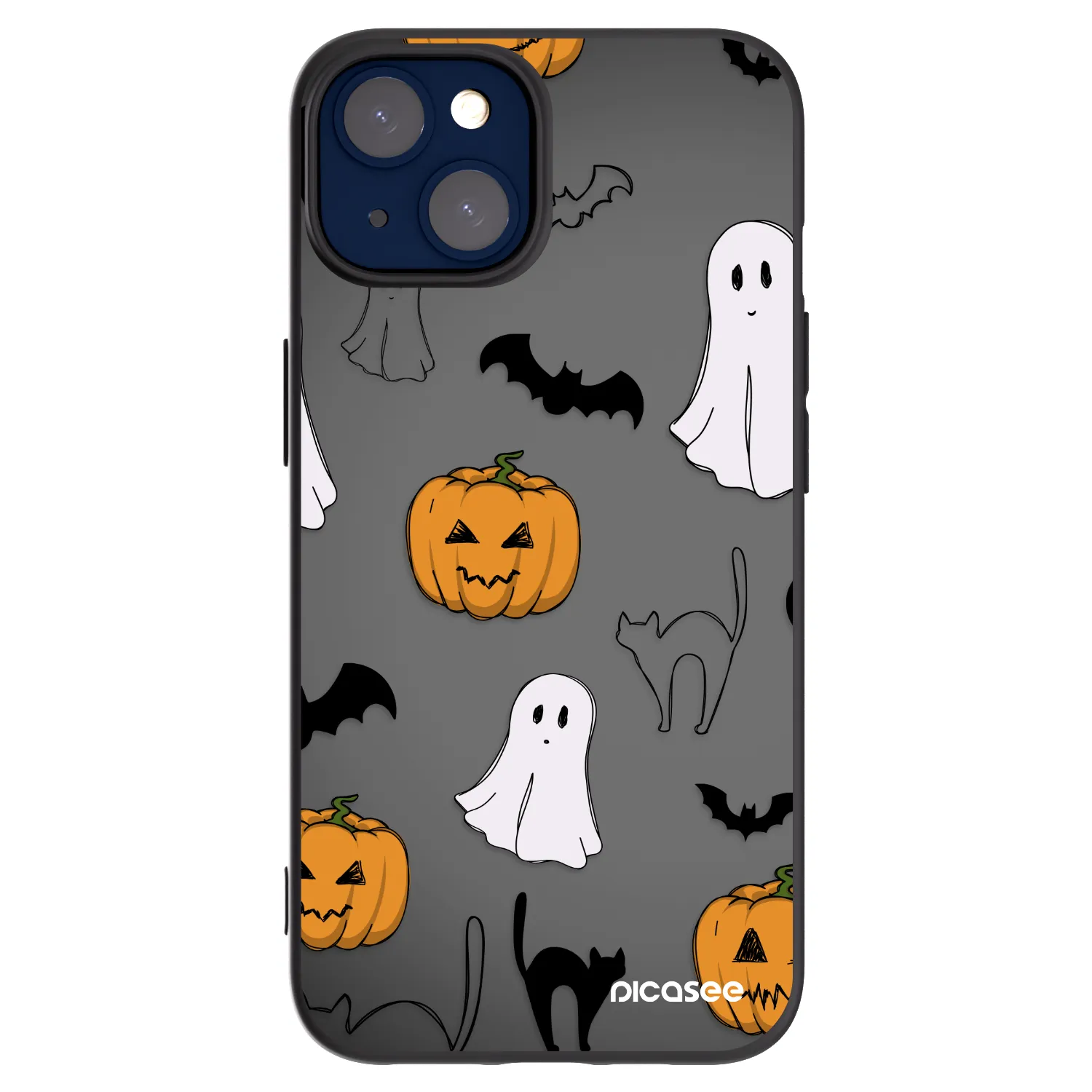 Picasee silikónový čierny obal pre Apple iPhone 14 - Spooky crew