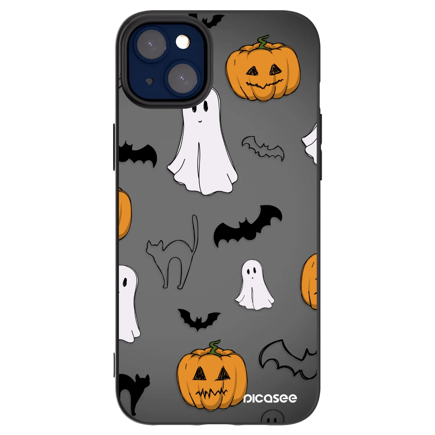 Picasee silikónový čierny obal pre Apple iPhone 14 Plus - Spooky crew