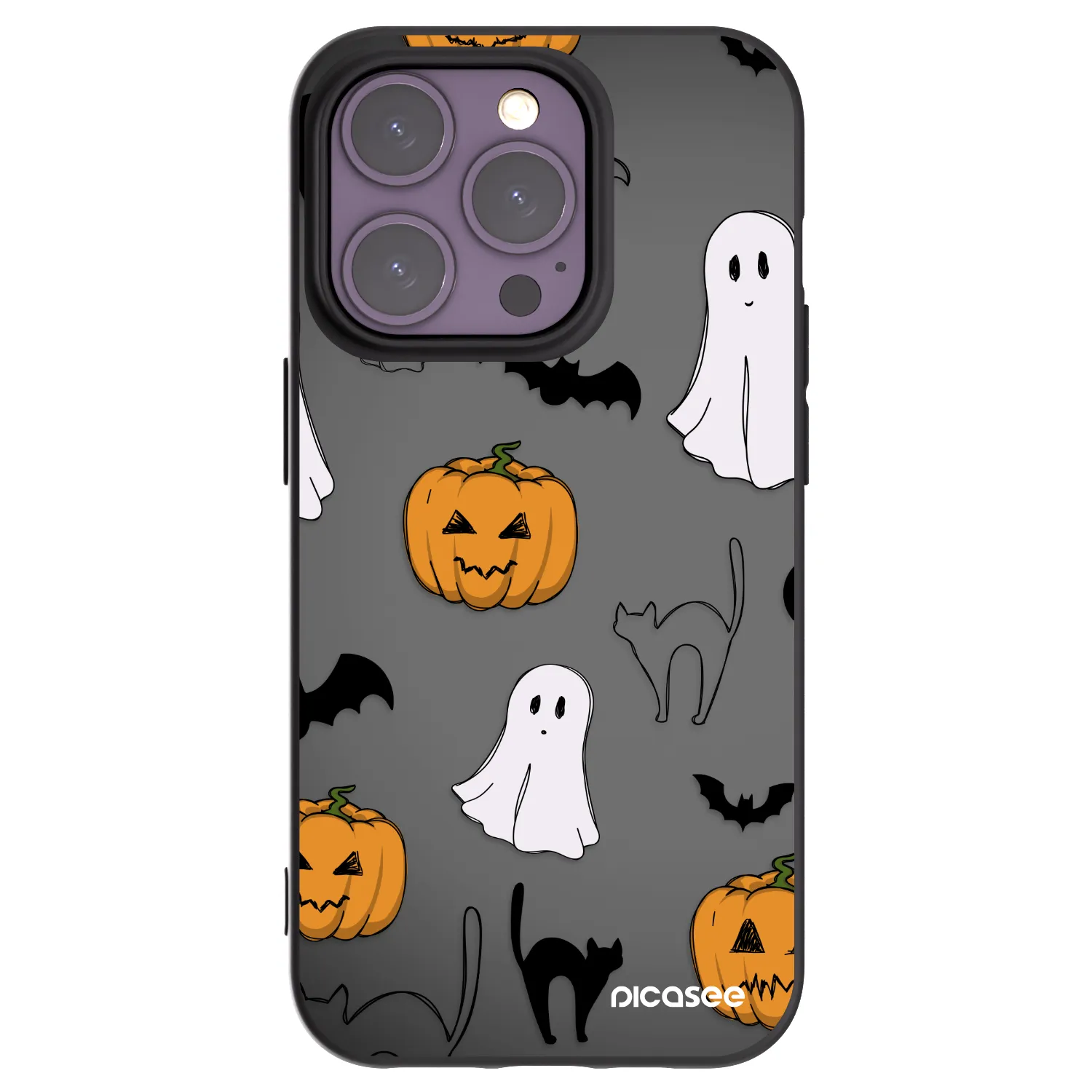 Picasee silikónový čierny obal pre Apple iPhone 14 Pro - Spooky crew