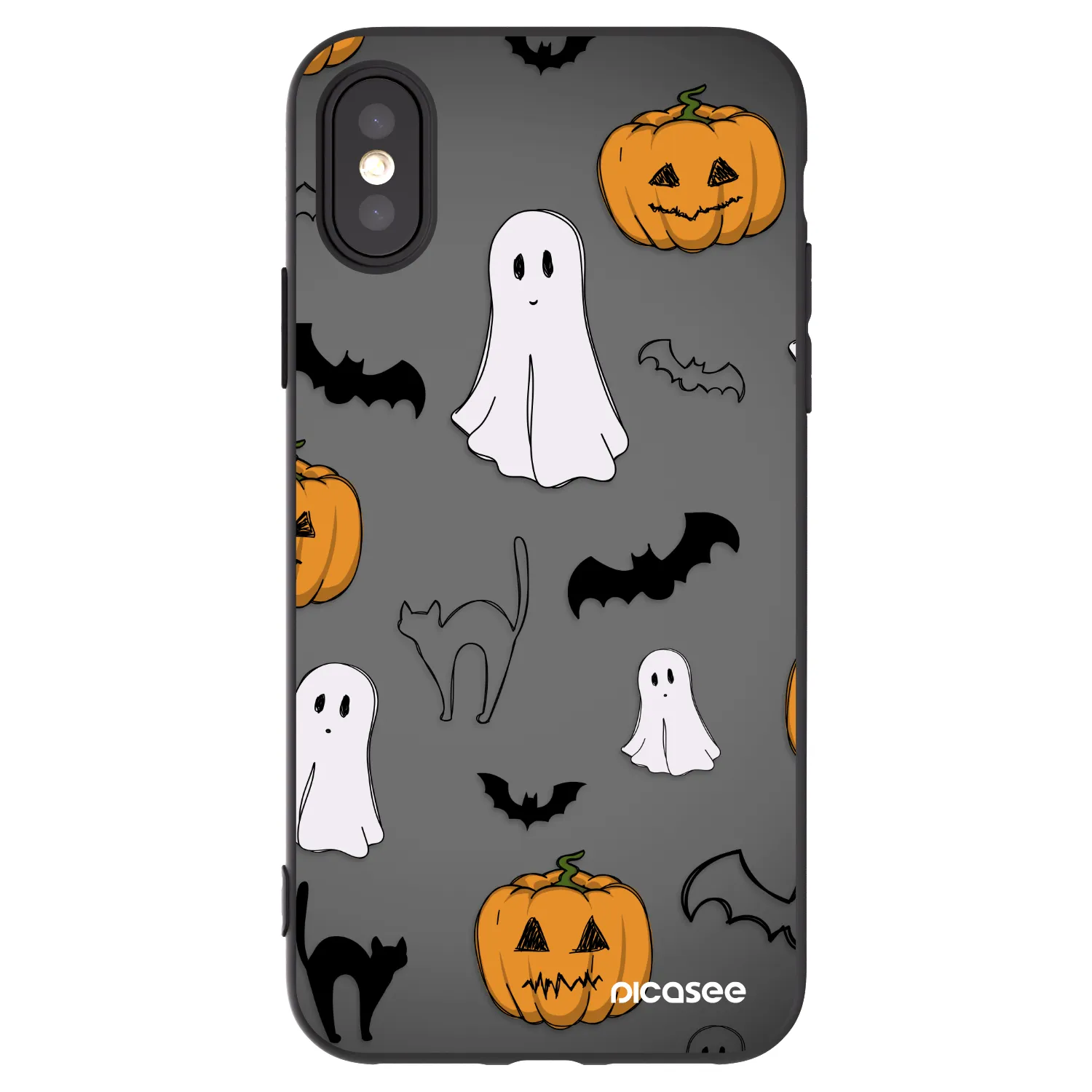 Picasee silikónový čierny obal pre Apple iPhone X/XS - Spooky crew
