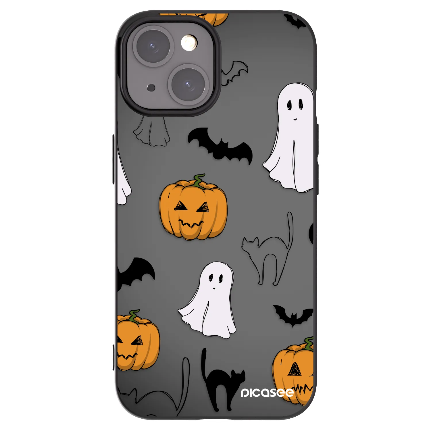 Picasee silikónový čierny obal pre Apple iPhone 15 - Spooky crew