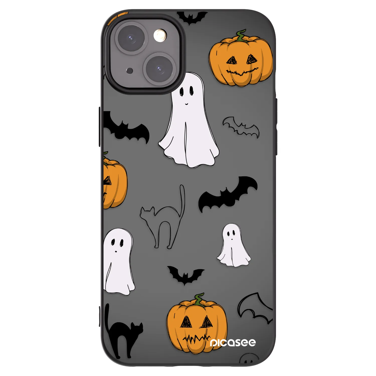 Picasee silikónový čierny obal pre Apple iPhone 15 Plus - Spooky crew