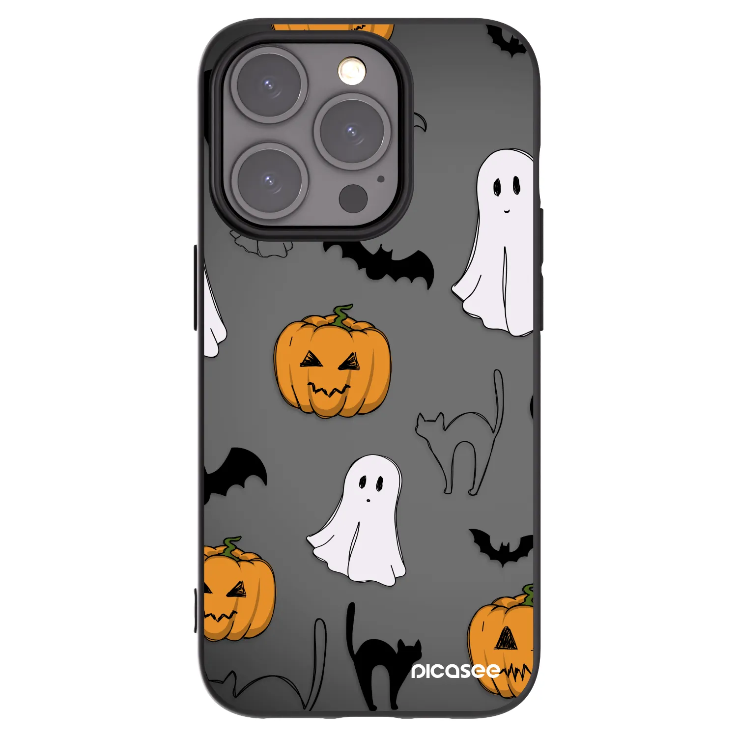 Picasee silikónový čierny obal pre Apple iPhone 15 Pro - Spooky crew