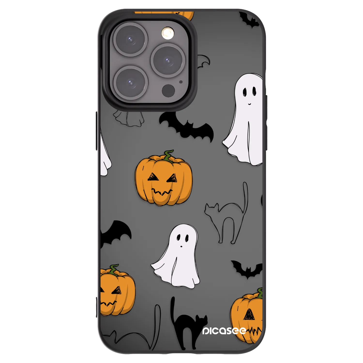 Picasee silikónový čierny obal pre Apple iPhone 15 Pro Max - Spooky crew