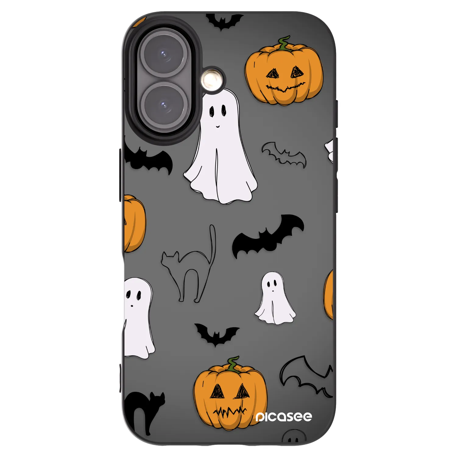 Picasee silikónový čierny obal pre Apple iPhone 16 - Spooky crew