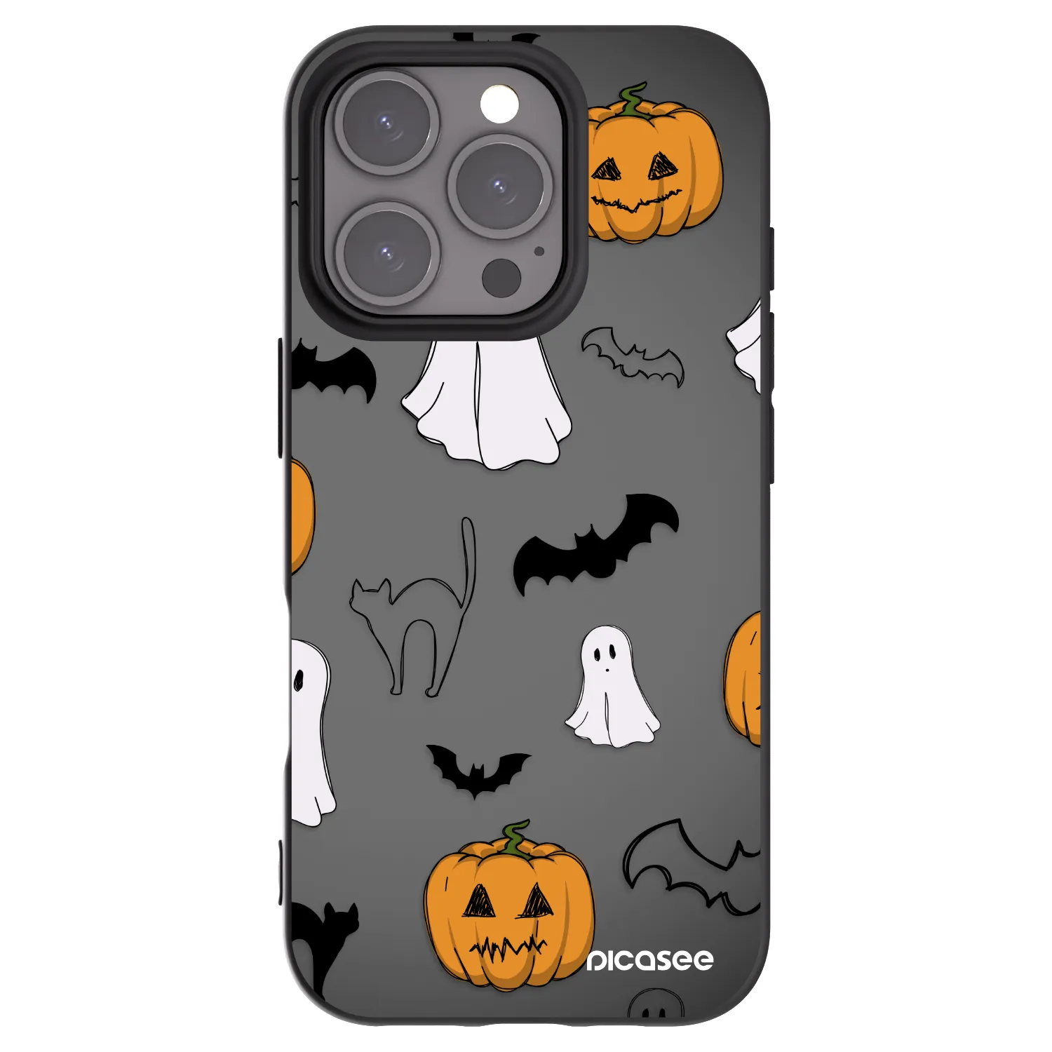 Picasee silikónový čierny obal pre Apple iPhone 16 Pro - Spooky crew