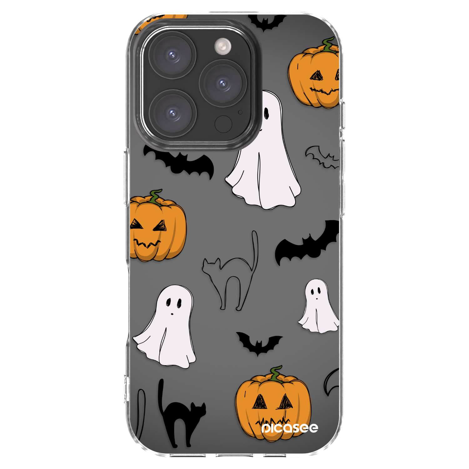 Picasee silikónový prehľadný obal pre Apple iPhone 16 Pro - Spooky crew