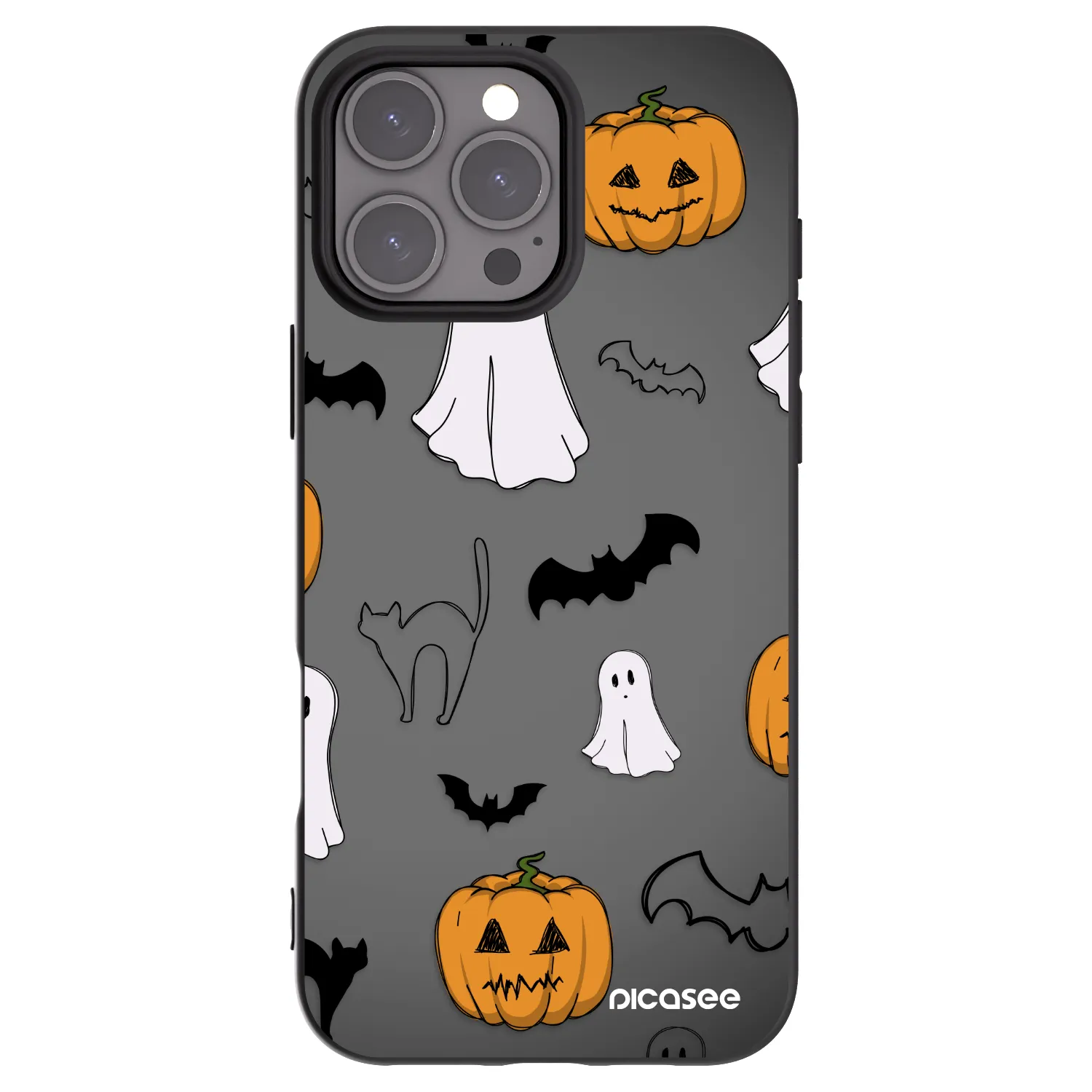 Picasee silikónový čierny obal pre Apple iPhone 16 Pro Max - Spooky crew