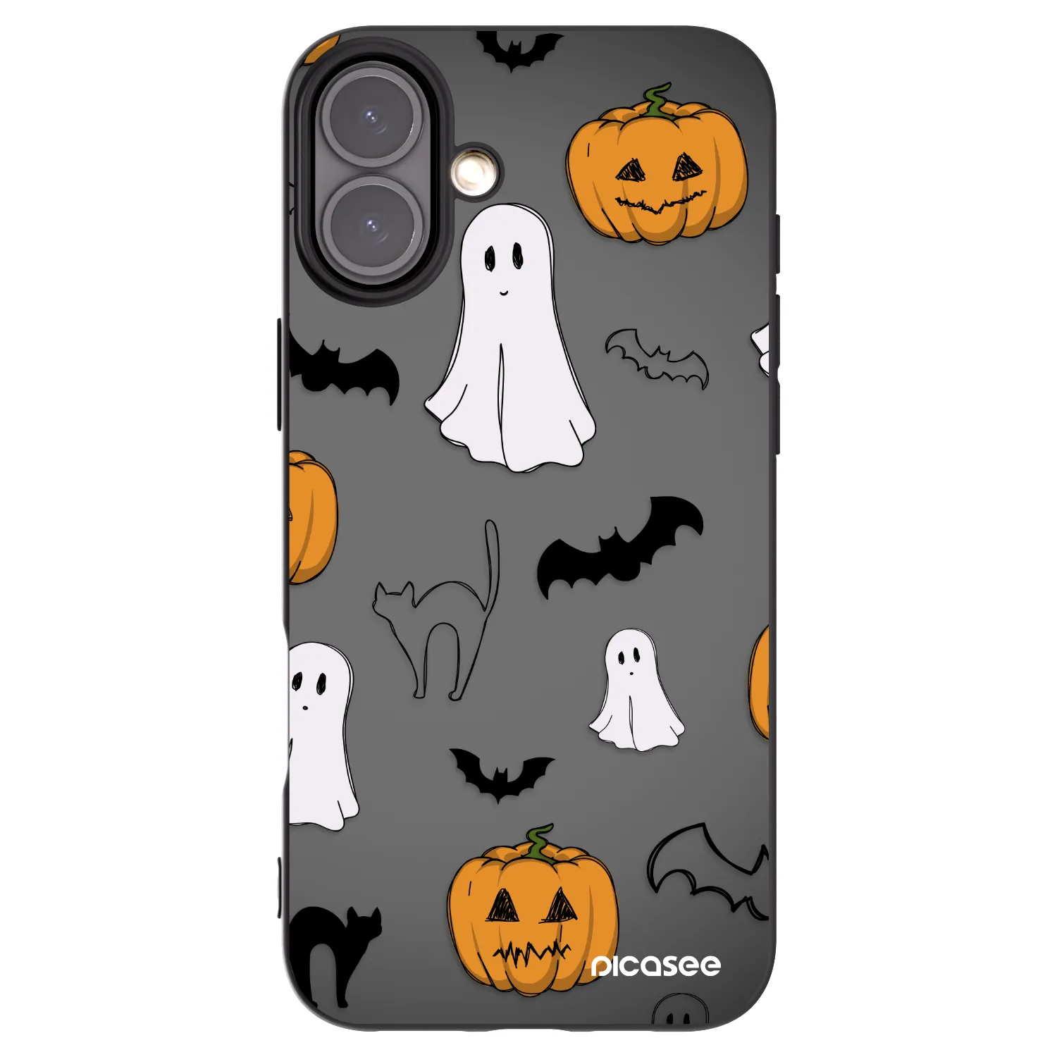 Picasee silikónový čierny obal pre Apple iPhone 16 Plus - Spooky crew