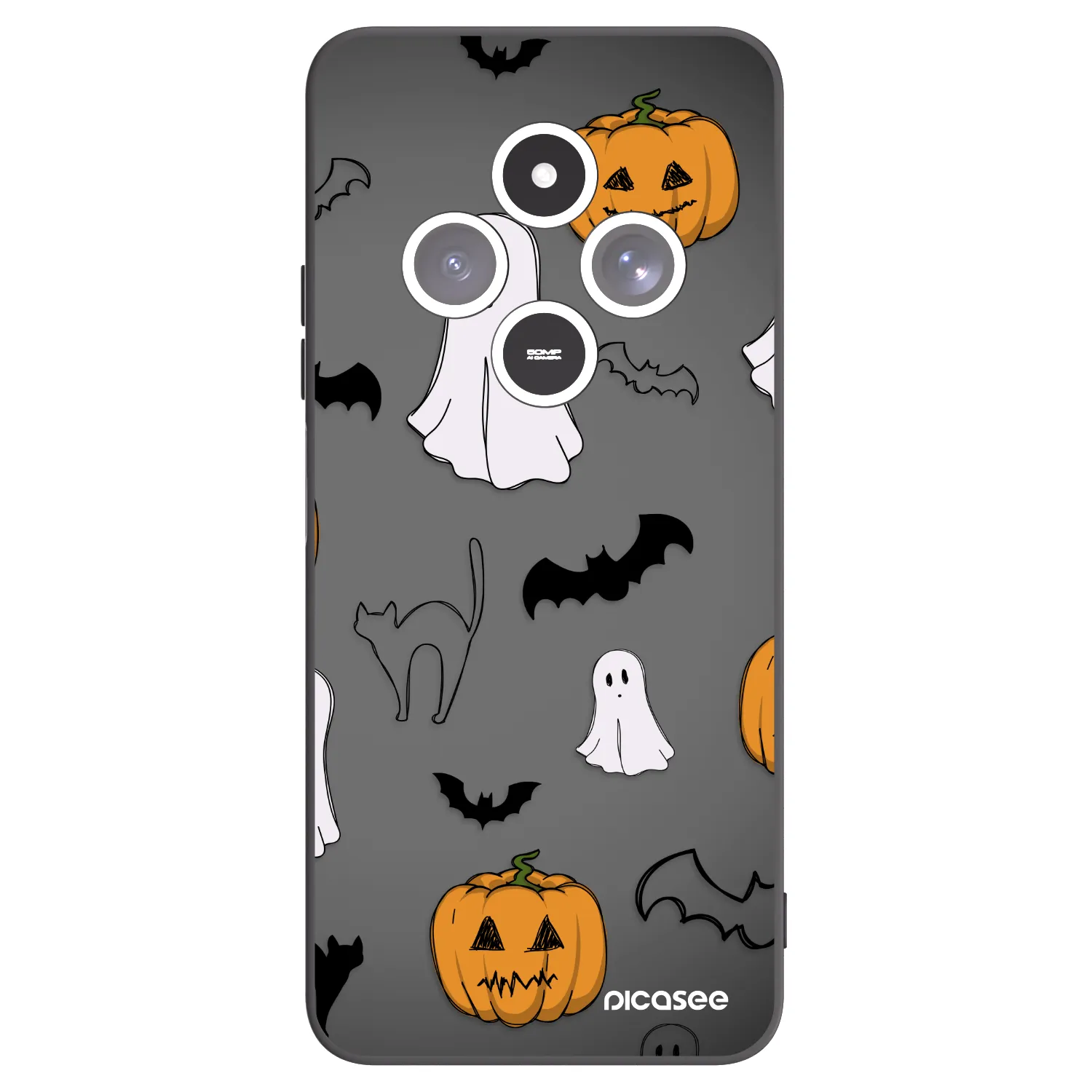 Picasee silikónový čierny obal pre Xiaomi Redmi 14C - Spooky crew