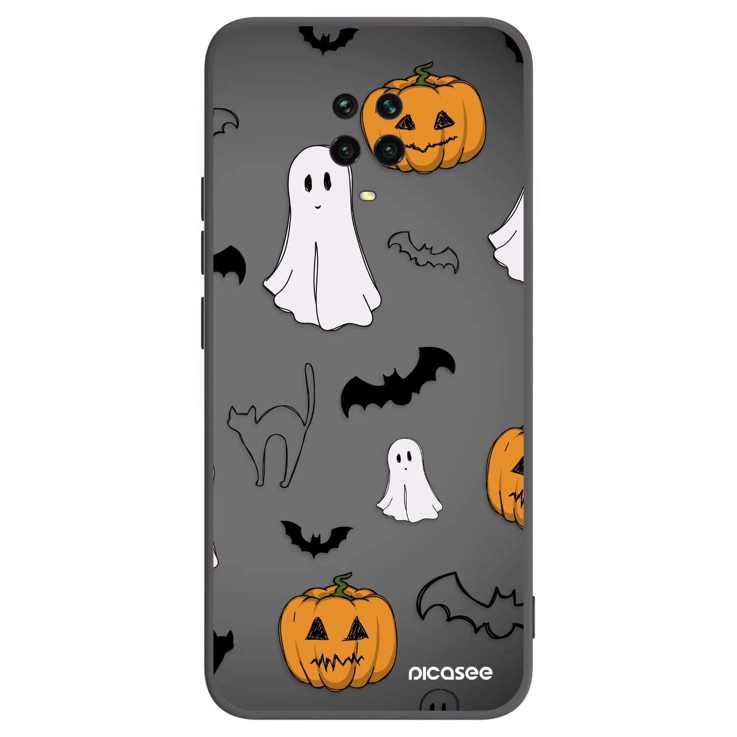 Picasee silikónový čierny obal pre Xiaomi Redmi Note 9 Pro - Spooky crew
