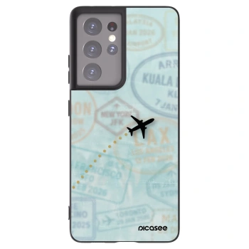 Picasee silikónový čierny obal pre Samsung Galaxy S21 Ultra 5G G998B - FLIGHT PATH