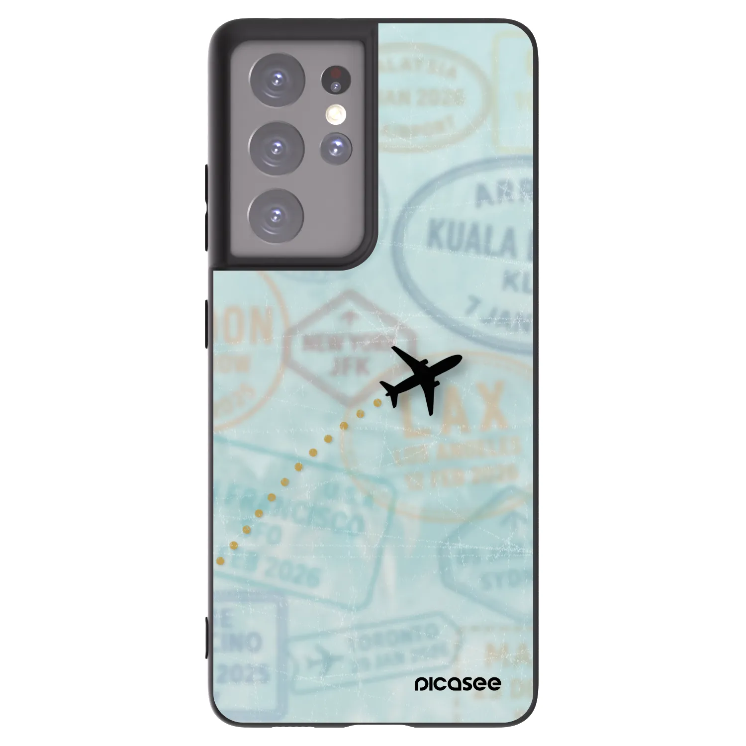 Picasee silikónový čierny obal pre Samsung Galaxy S21 Ultra 5G G998B - FLIGHT PATH