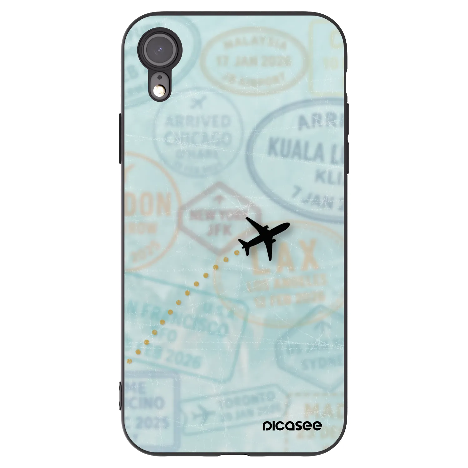 Picasee silikónový čierny obal pre Apple iPhone XR - FLIGHT PATH