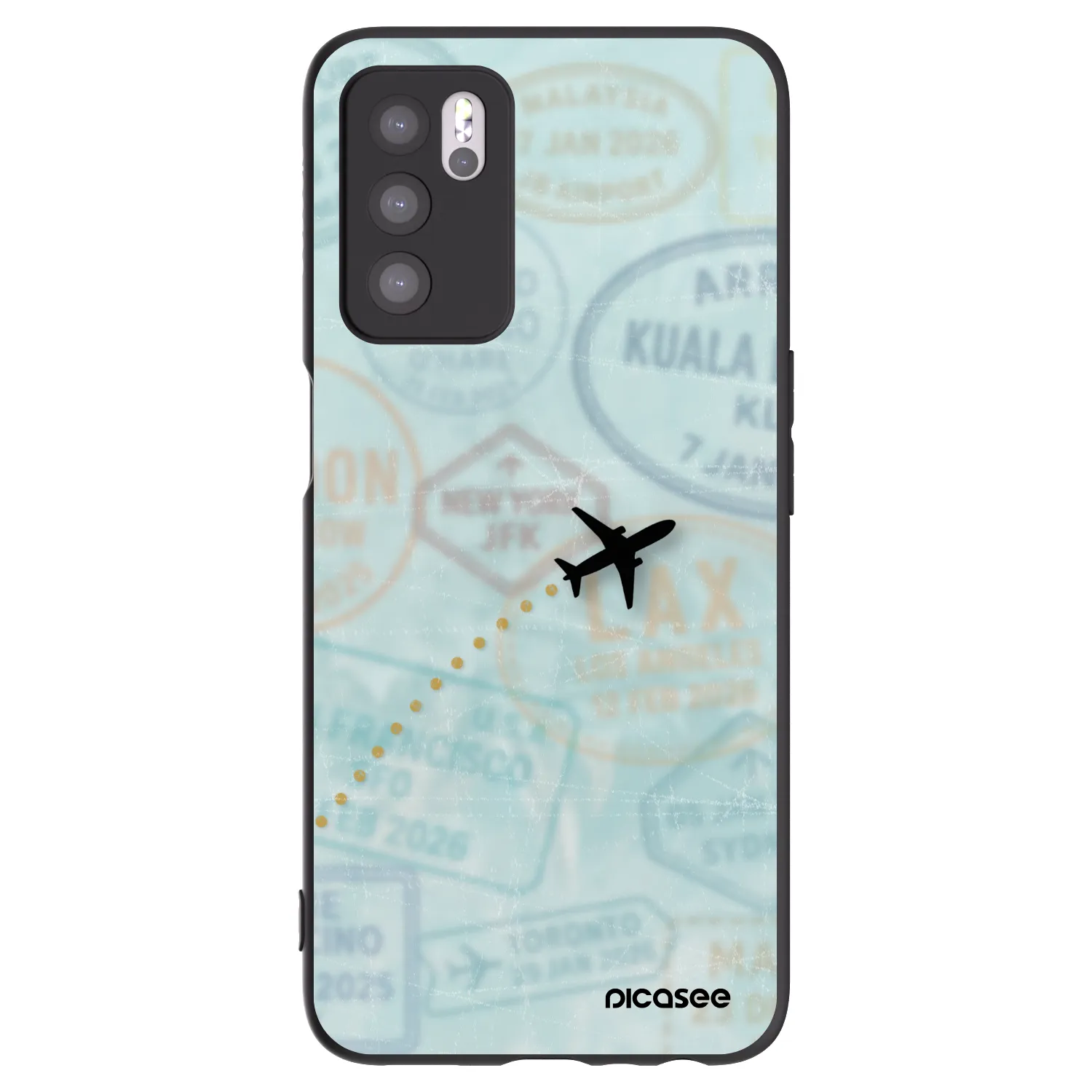 Picasee silikónový čierny obal pre OPPO A16s - FLIGHT PATH