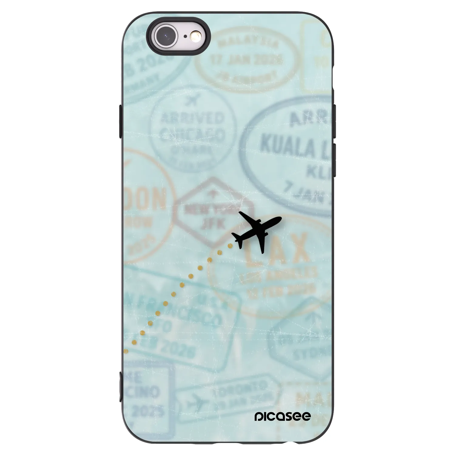 Picasee silikónový čierny obal pre Apple iPhone 6/6S - FLIGHT PATH