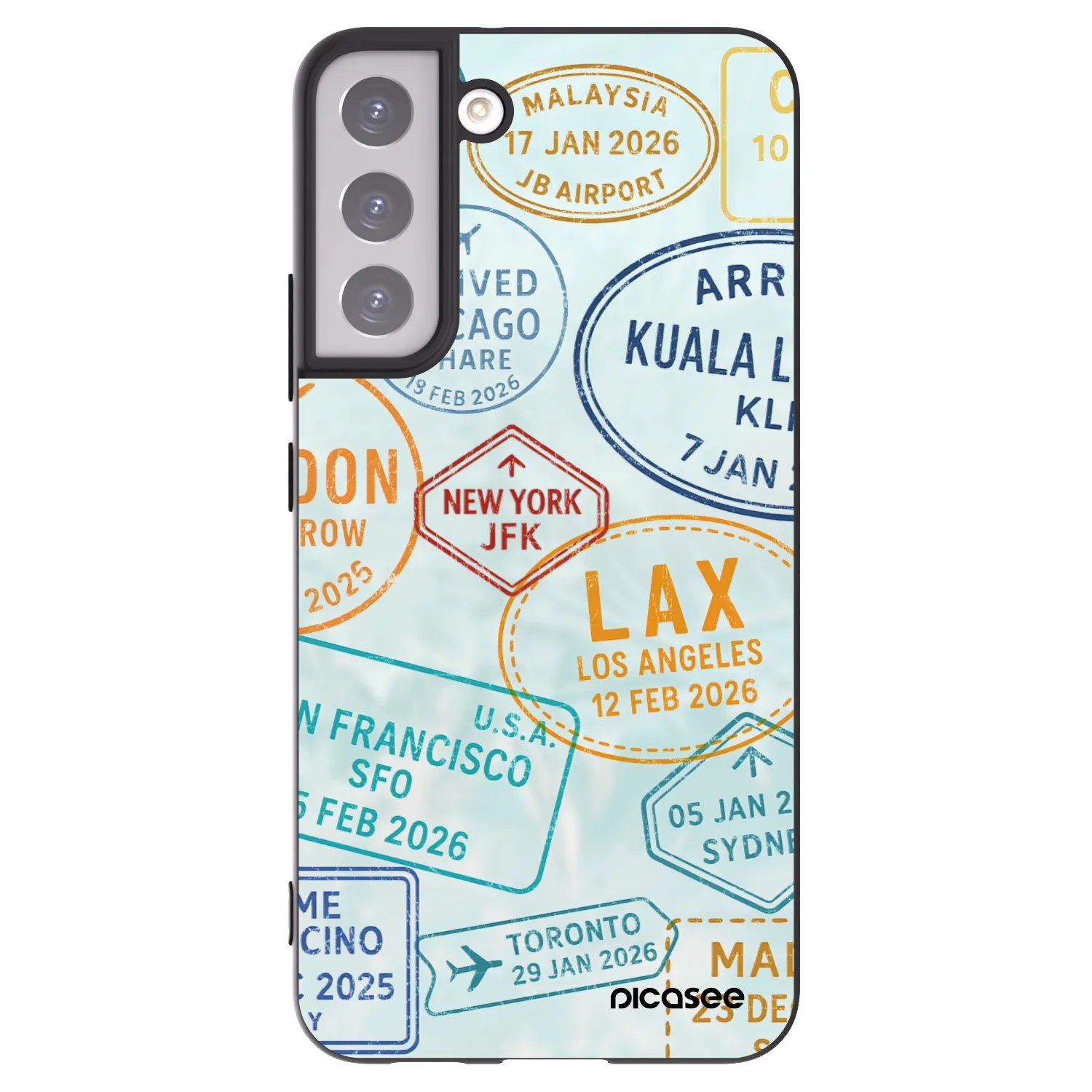 Picasee silikónový čierny obal pre Samsung Galaxy S22+ 5G - PASSPORT EDITION