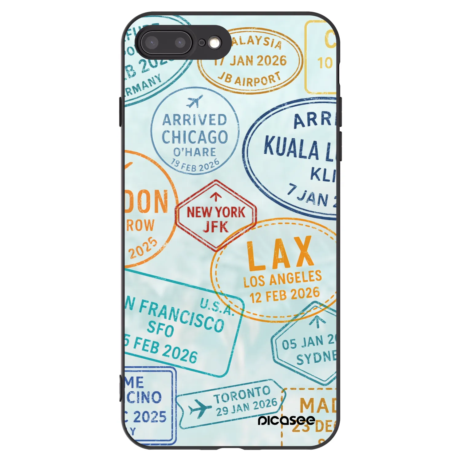 Picasee silikónový čierny obal pre Apple iPhone 8 Plus - PASSPORT EDITION