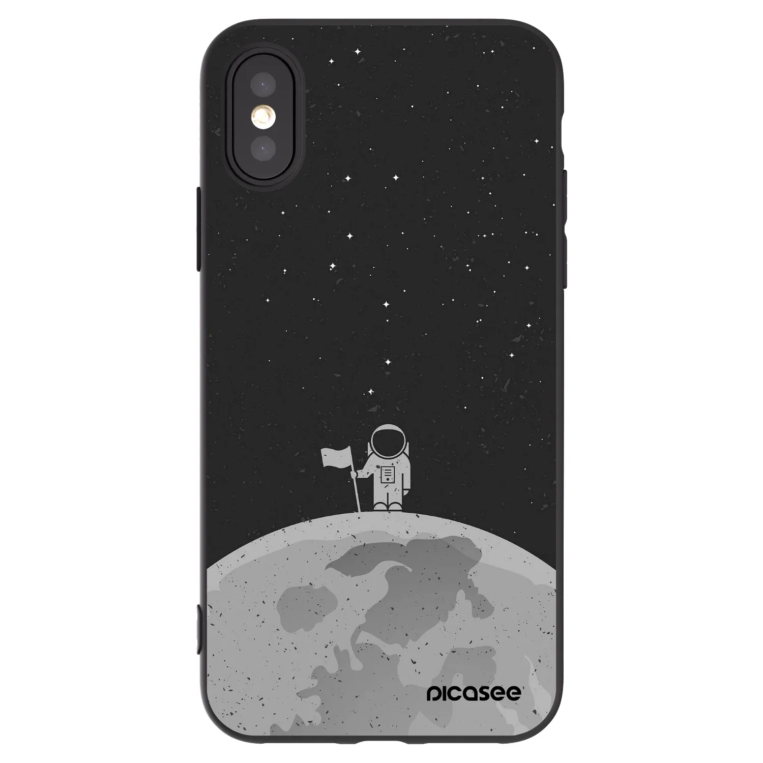 Silikónový čierny obal pre Apple iPhone X/XS - Astronaut