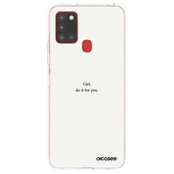 Picasee silikónový prehľadný obal pre Samsung Galaxy A21s - Girl, do it for you