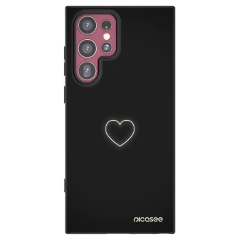 Picasee silikónový čierny obal pre Samsung Galaxy S22 Ultra 5G - Heart
