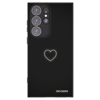 Picasee silikónový čierny obal pre Samsung Galaxy S23 Ultra 5G - Heart