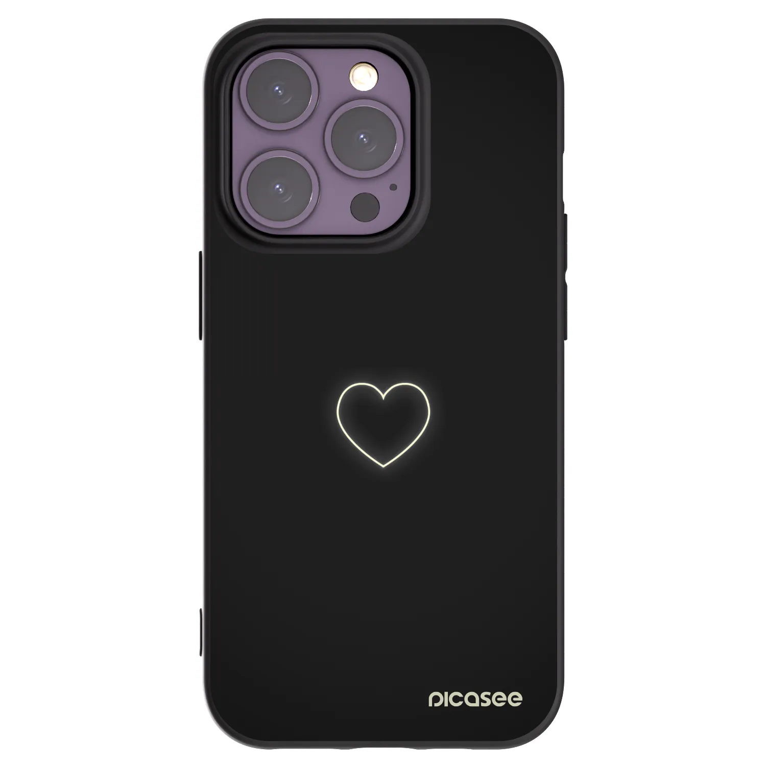 Silikónový čierny obal pre Apple iPhone 14 Pro - Heart