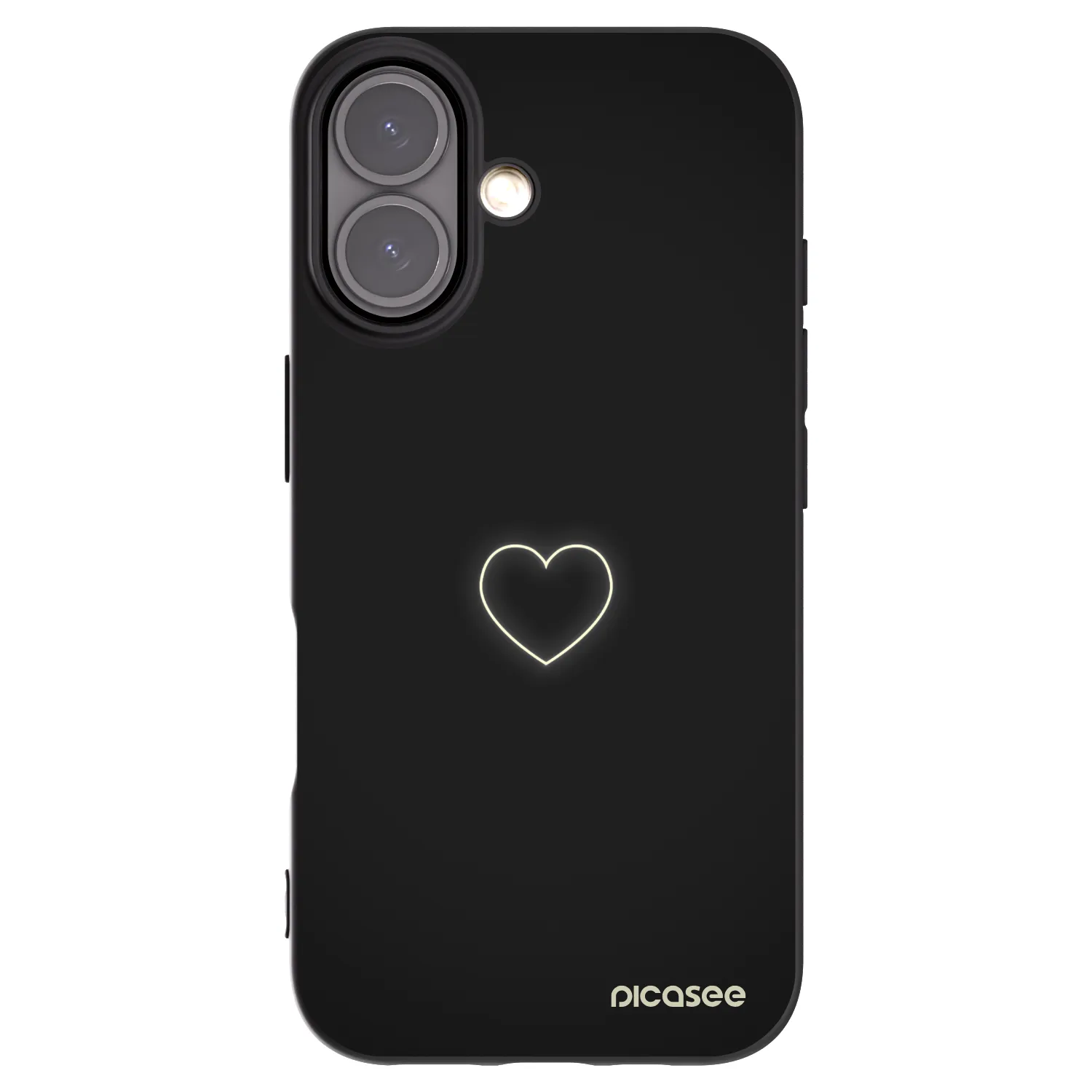 Silikónový čierny obal pre Apple iPhone 16 - Heart