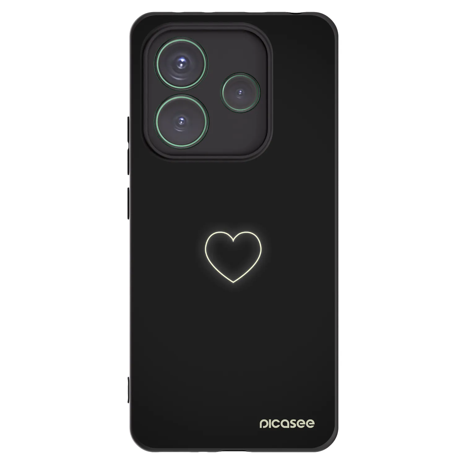 Silikónový čierny obal pre Xiaomi Redmi Note 14 5G - Heart