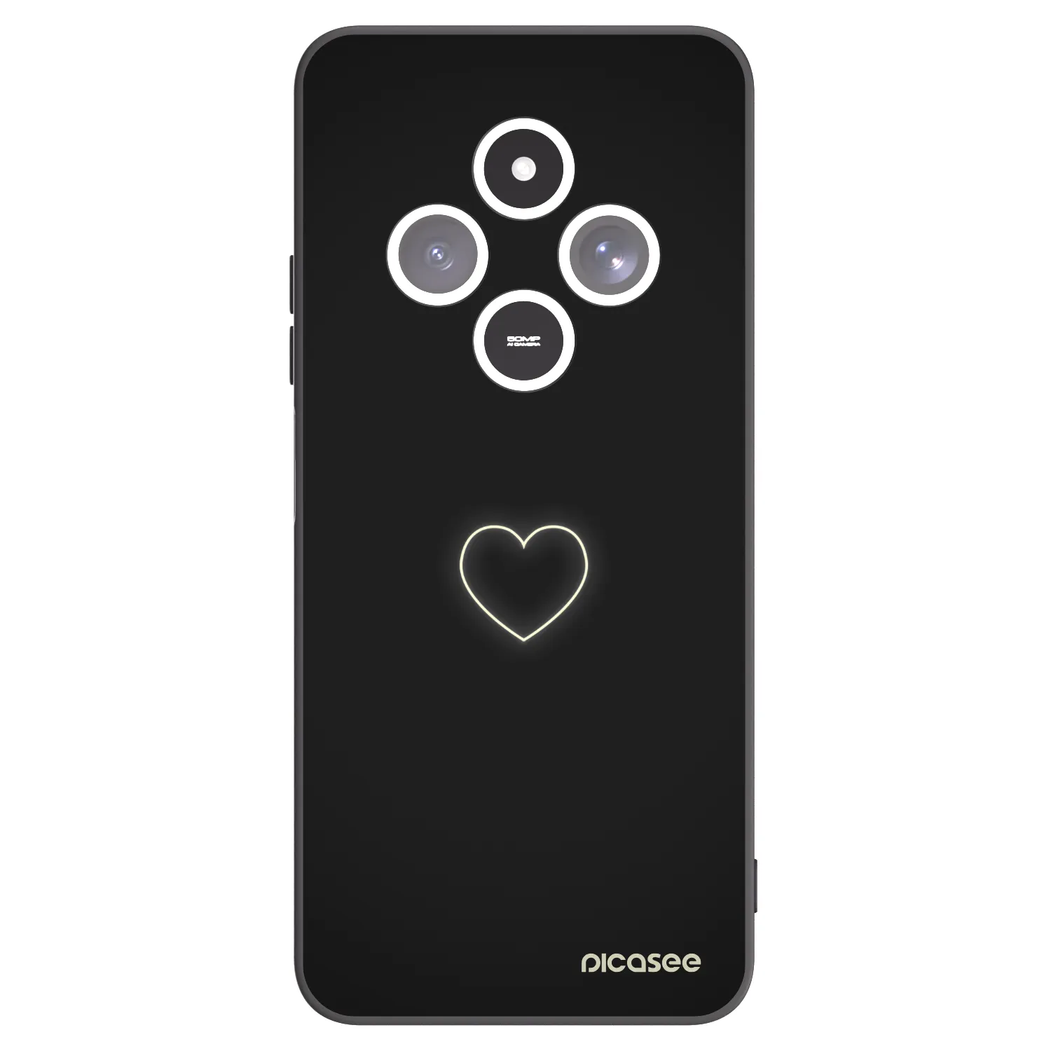 Silikónový čierny obal pre Xiaomi Redmi 14C - Heart