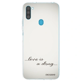 Picasee silikónový prehľadný obal pre Samsung Galaxy M11 - Love is a drug