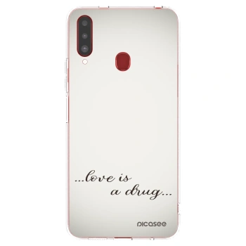Picasee silikónový prehľadný obal pre Samsung Galaxy A20s - Love is a drug
