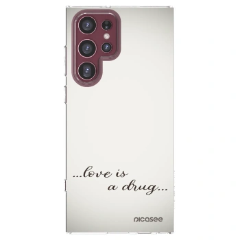 Picasee silikónový prehľadný obal pre Samsung Galaxy S22 Ultra 5G - Love is a drug