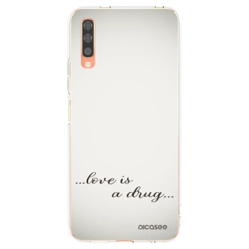 Picasee silikónový prehľadný obal pre Samsung Galaxy A70 A705F - Love is a drug