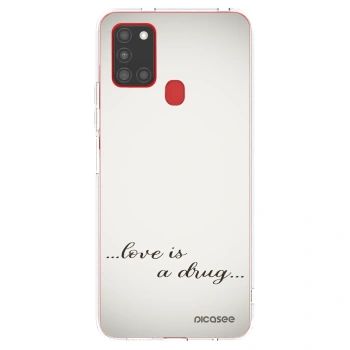 Picasee silikónový prehľadný obal pre Samsung Galaxy A21s - Love is a drug