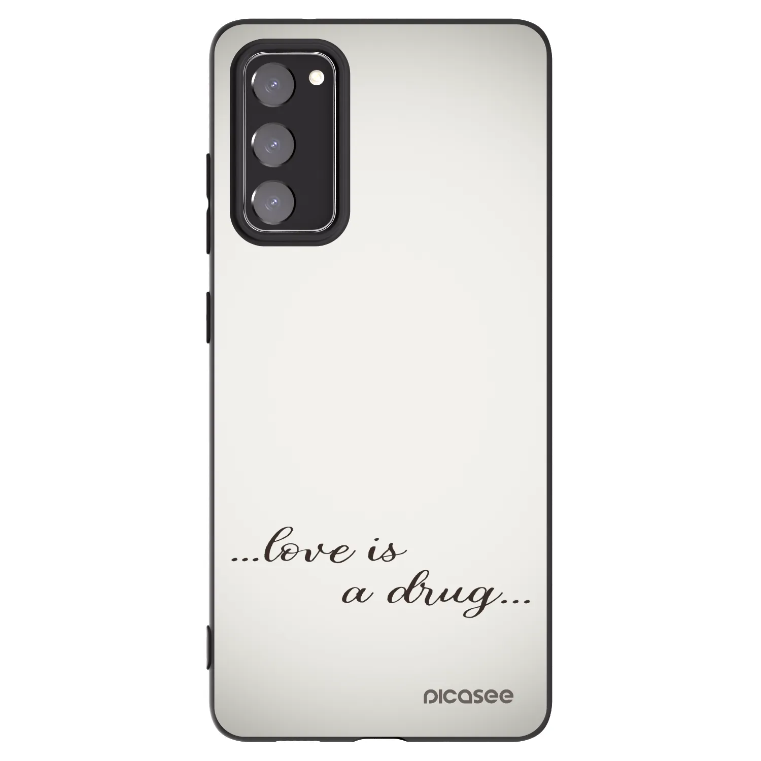 Silikónový čierny obal pre Samsung Galaxy S20 FE - Love is a drug
