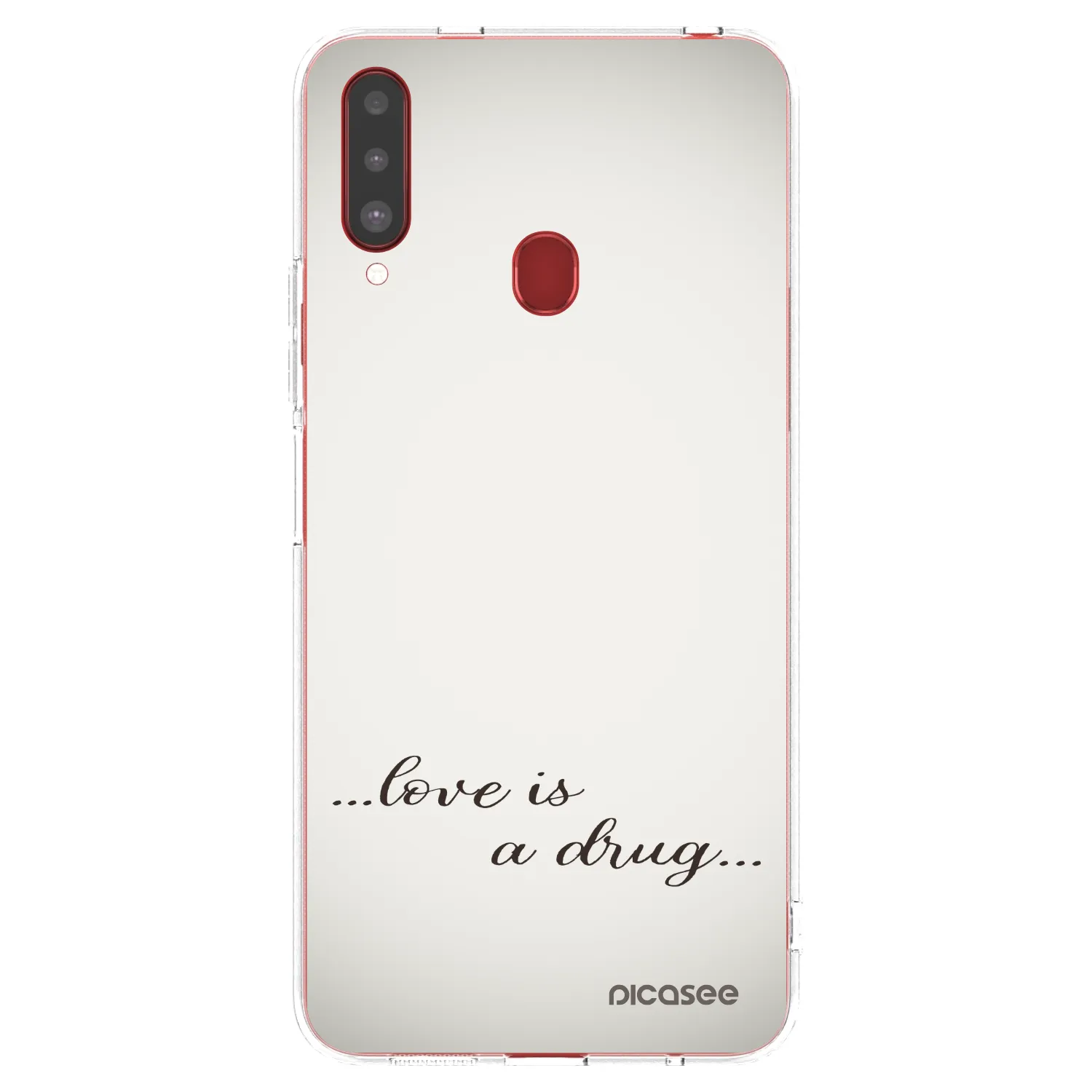 Picasee silikónový prehľadný obal pre Samsung Galaxy A20s - Love is a drug
