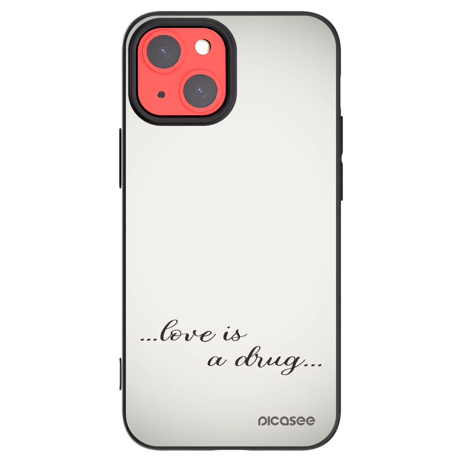 Silikónový čierny obal pre Apple iPhone 13 mini - Love is a drug