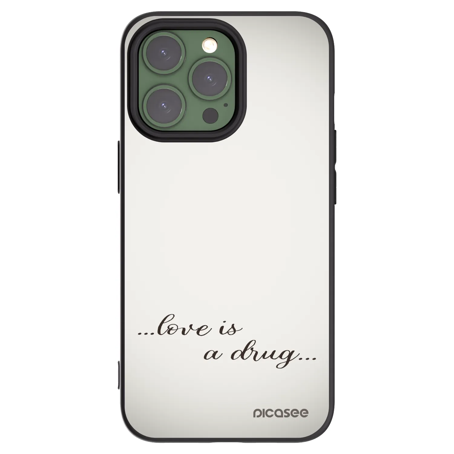 Silikónový čierny obal pre Apple iPhone 13 Pro - Love is a drug