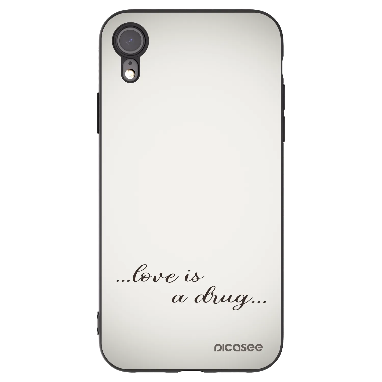 Silikónový čierny obal pre Apple iPhone XR - Love is a drug