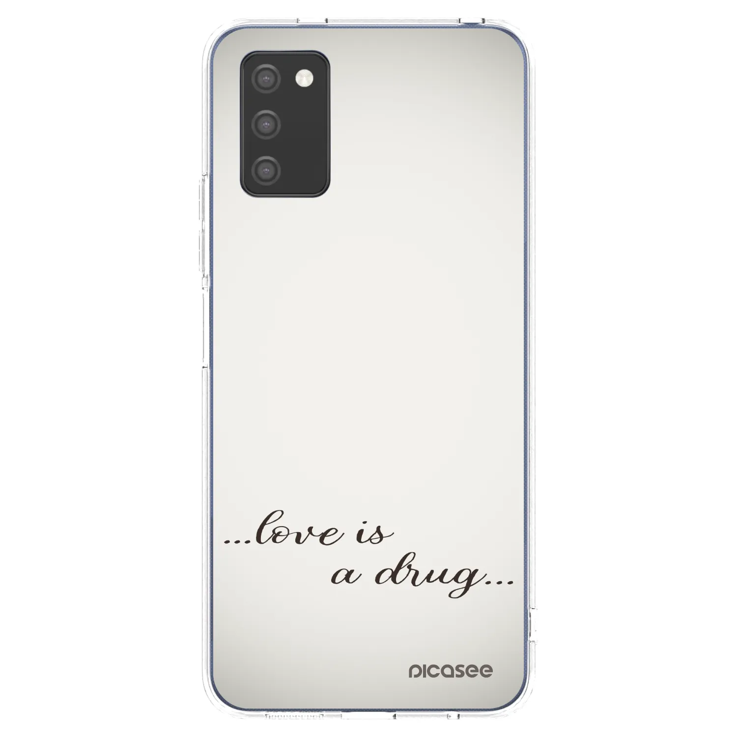 Picasee silikónový prehľadný obal pre Samsung Galaxy A03s A037G - Love is a drug