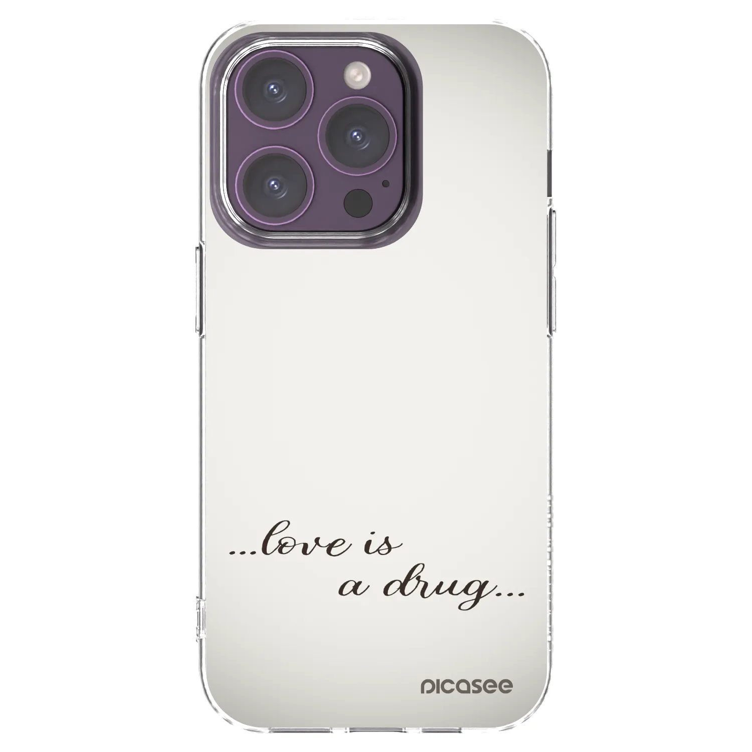 Picasee silikónový prehľadný obal pre Apple iPhone 14 Pro - Love is a drug