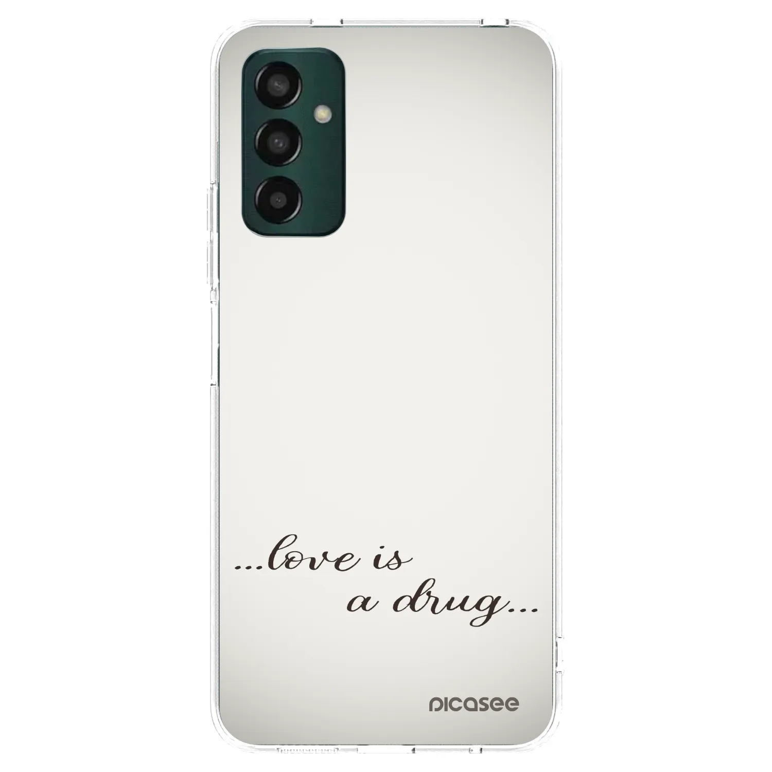 Picasee silikónový prehľadný obal pre Samsung Galaxy M13 M135F - Love is a drug
