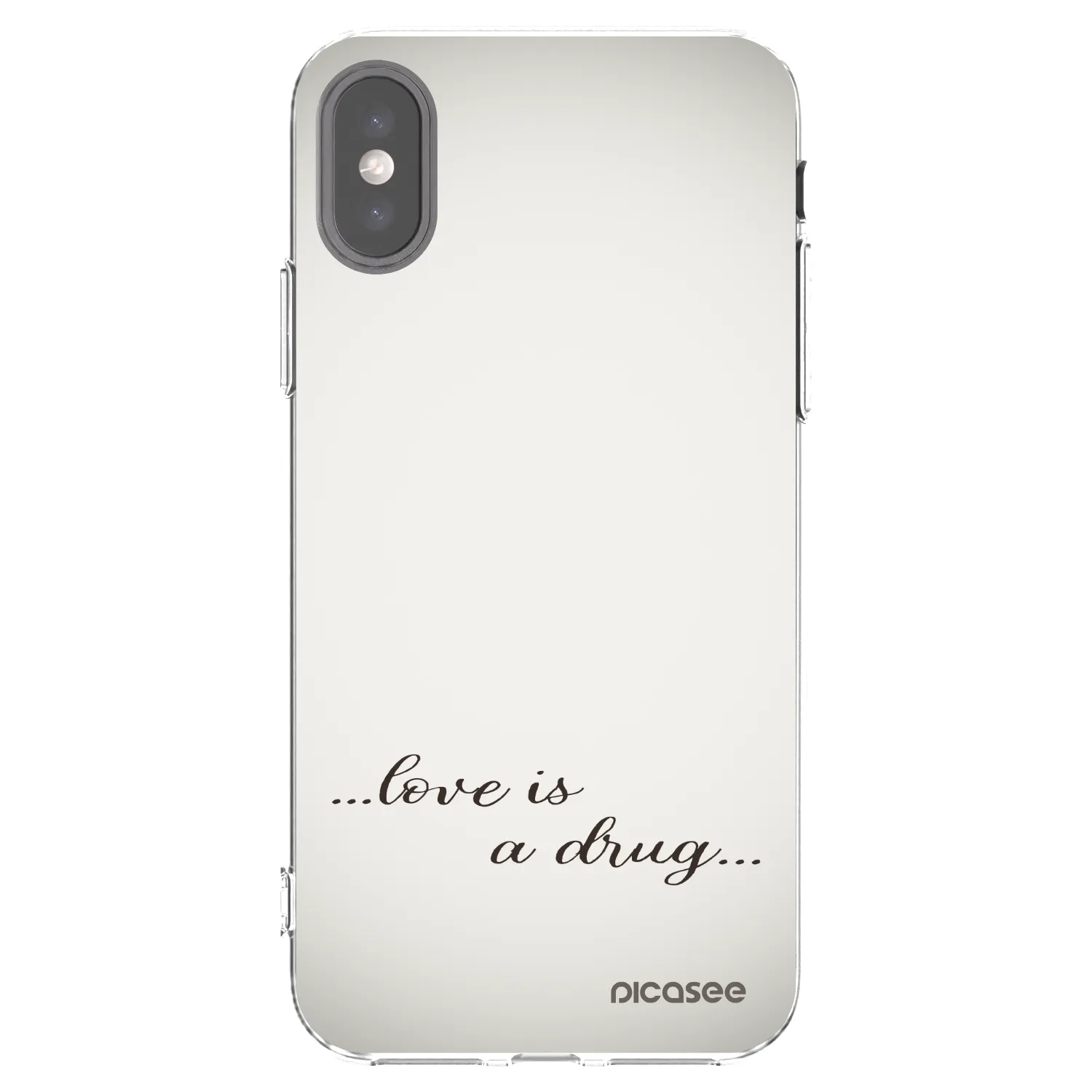 Picasee silikónový prehľadný obal pre Apple iPhone X/XS - Love is a drug