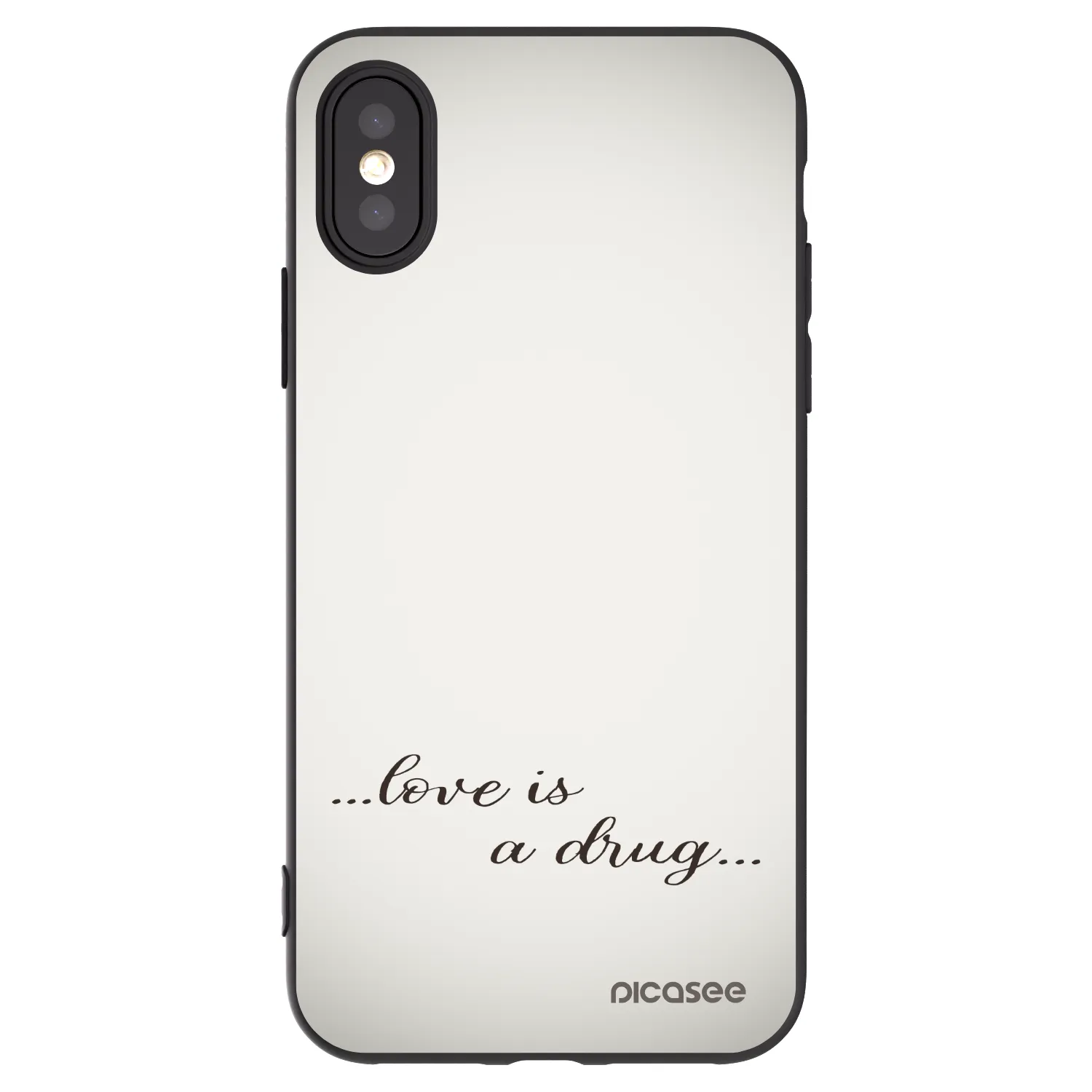 Silikónový čierny obal pre Apple iPhone X/XS - Love is a drug